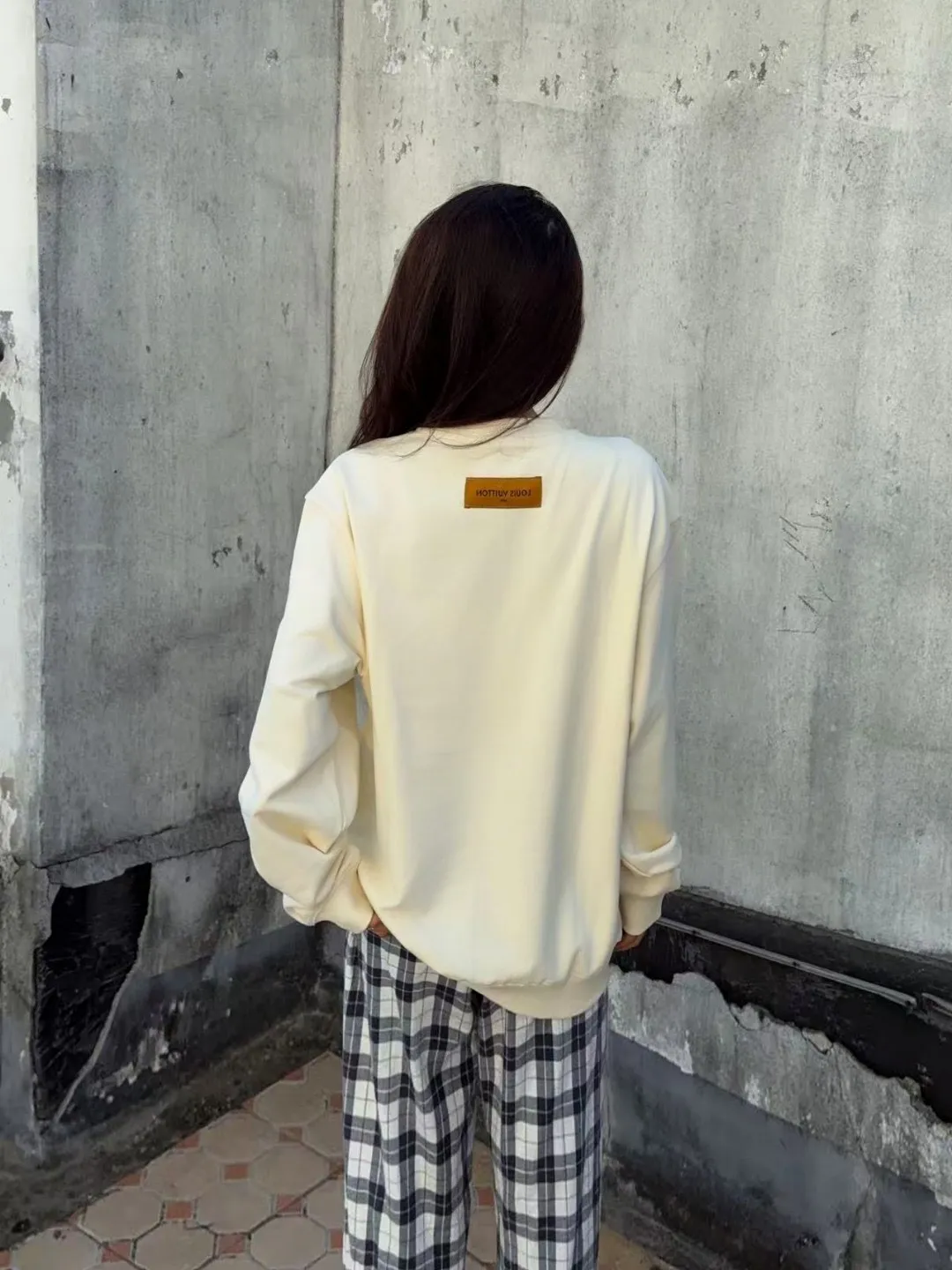 Louis Vuitton/Louis Vuitton 25Fw cursive signature letter print crew neck sweatshirt